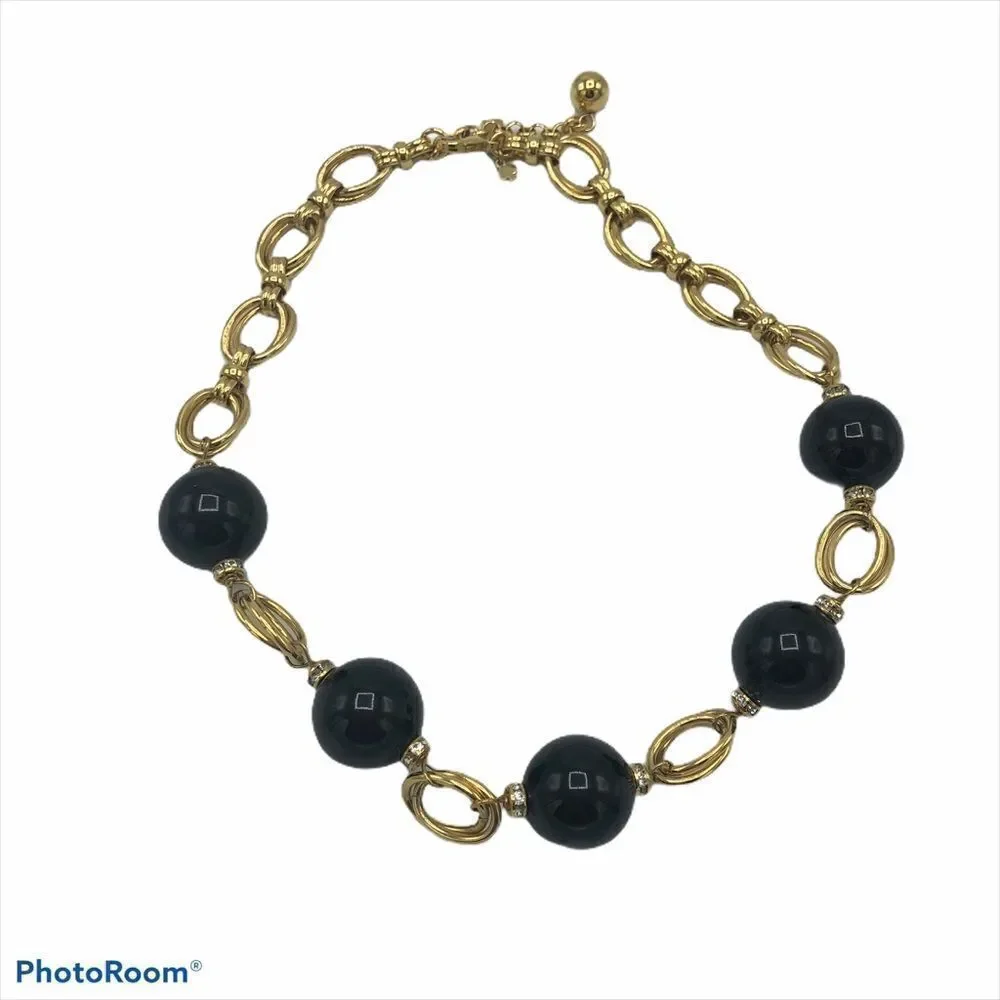 Kate Spade Black Gold Rhinestone Statement Jewelry‎ Ball Round